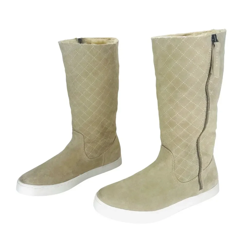 G.H. BASS Zina Women Tan Winter Sneaker Boot Size 9.5 Suede Faux Fur Lining New